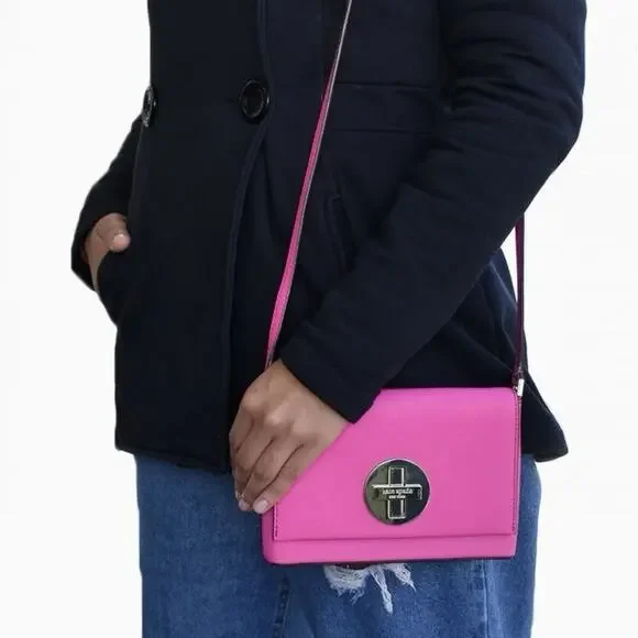 Kate Spade Newbury Lane Sally Crossbody Purse Hot Pink Saffiano Leather - Picture 2 of 11